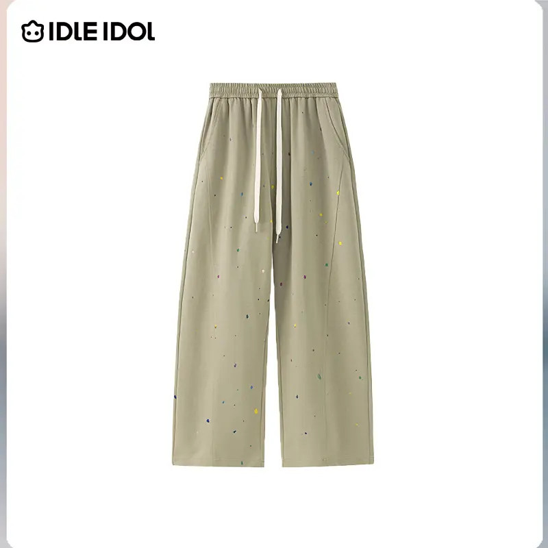 IDLE IDOL美式休闲复古宽松街头秋季潮流烧花工艺露彩点阔腿长裤