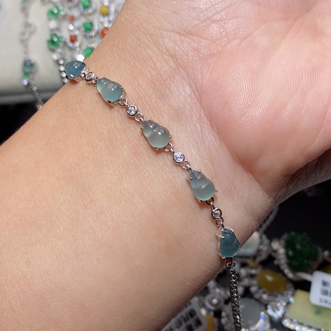 翡翠手链银S925镶嵌b j k k