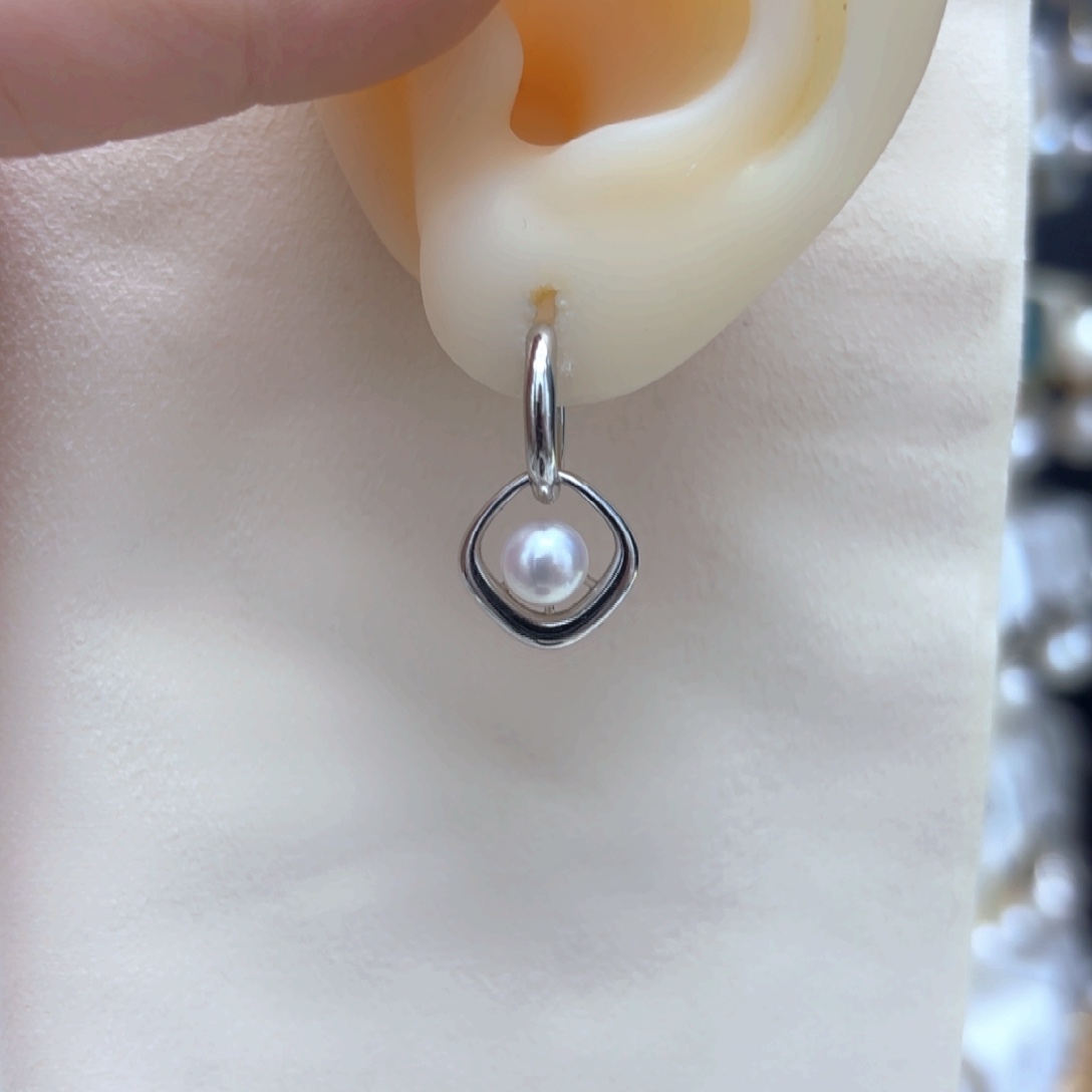 淡水珍珠耳饰银S925镶嵌