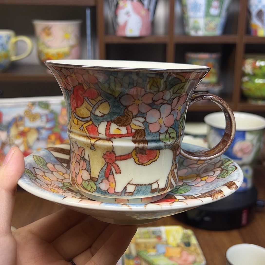 陶摆件原创手绘高温釉下彩