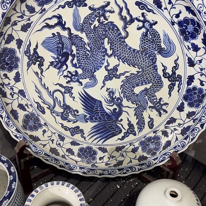 劉***駿陶其他青花龙凤大盘