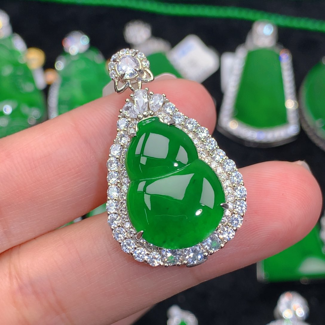 翡翠吊坠(不含链)银S925镶嵌芫*