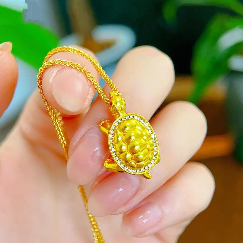 铜合金项链 招财金钱龟项链精致高级温柔百搭早春锁骨链1008