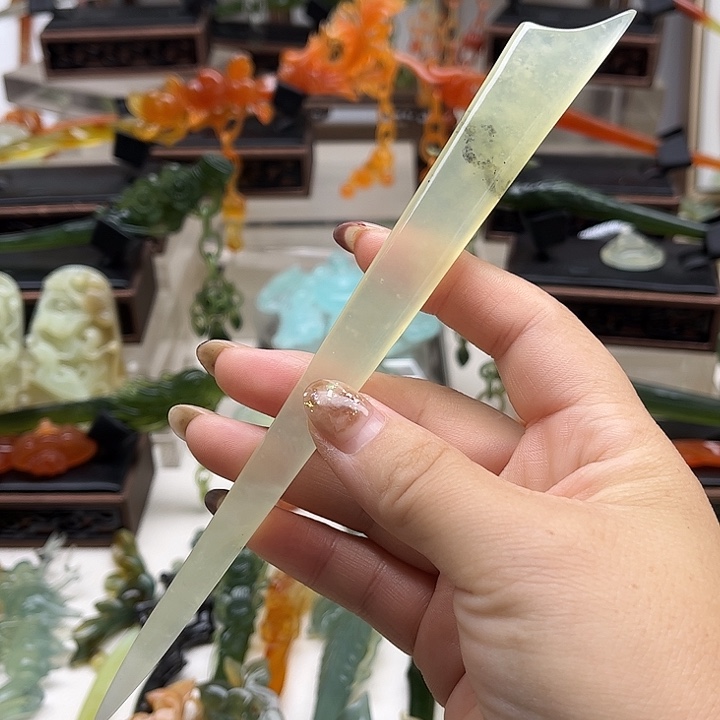 蛇纹石玉岫玉发簪未镶嵌