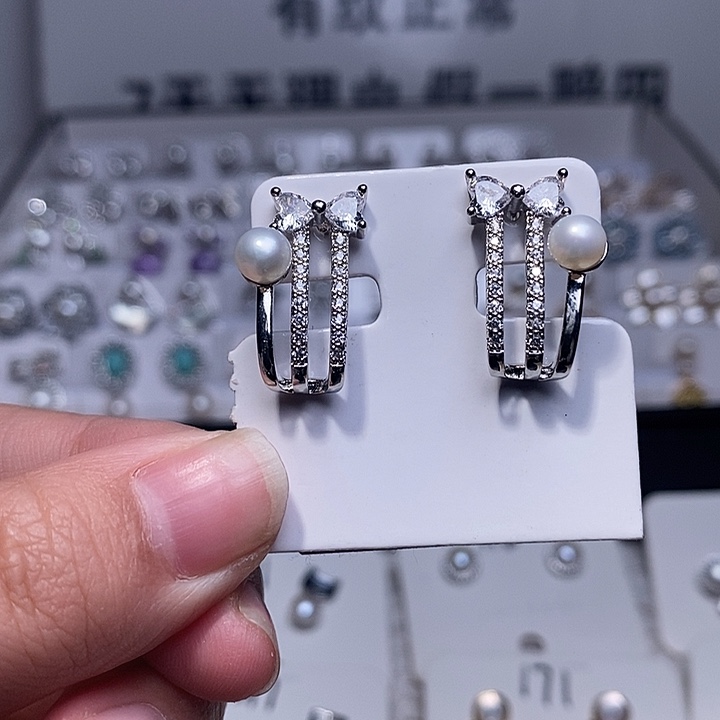 耳饰淡水珍珠银S925镶嵌