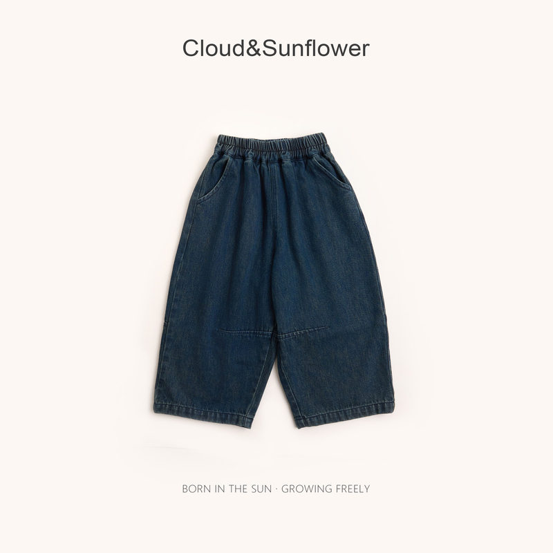 【云朵小葵】男童潮流韩版百搭软牛仔一条捏褶休闲时尚牛仔裤555246