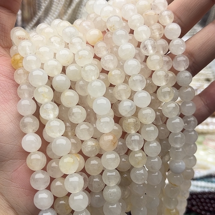 未镶嵌玛瑙/玉髓珠宝半成品2条8mm左右黄胶花