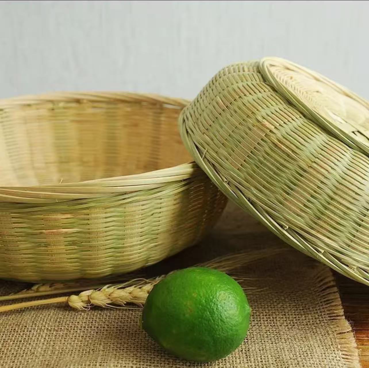 T 22cm发两个 手工编织竹制青丝篮馒头筐收纳筐耐用结实
