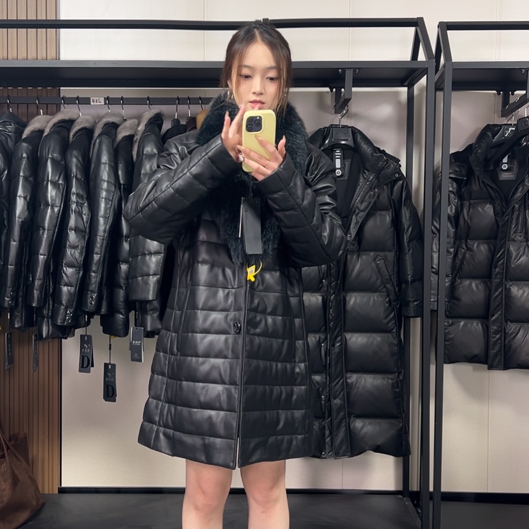 用***2男士头层真皮羽绒服