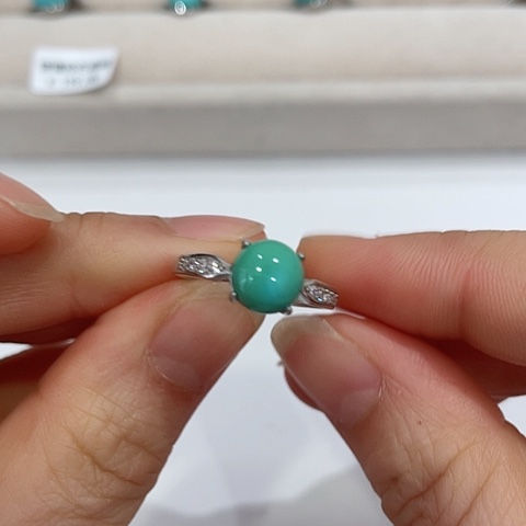 绿松石珠宝半成品银S925镶嵌