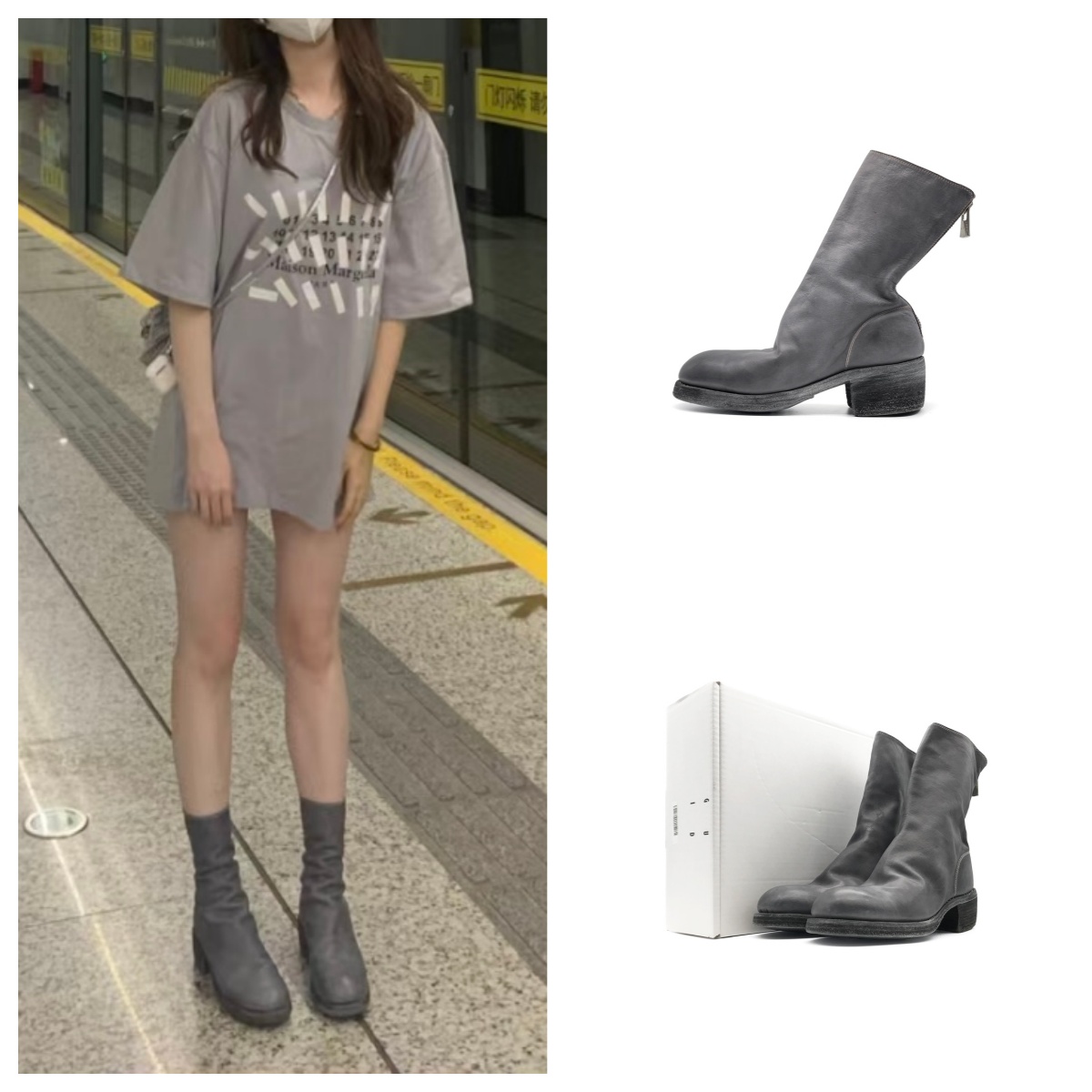 Guidi 788Z后拉链中筒马皮靴 灰色
