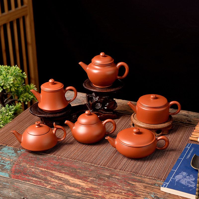 经典潮州手拉朱泥壶郑氏手工泡茶壶倒立紫砂壶冲茶壶家用功夫茶具