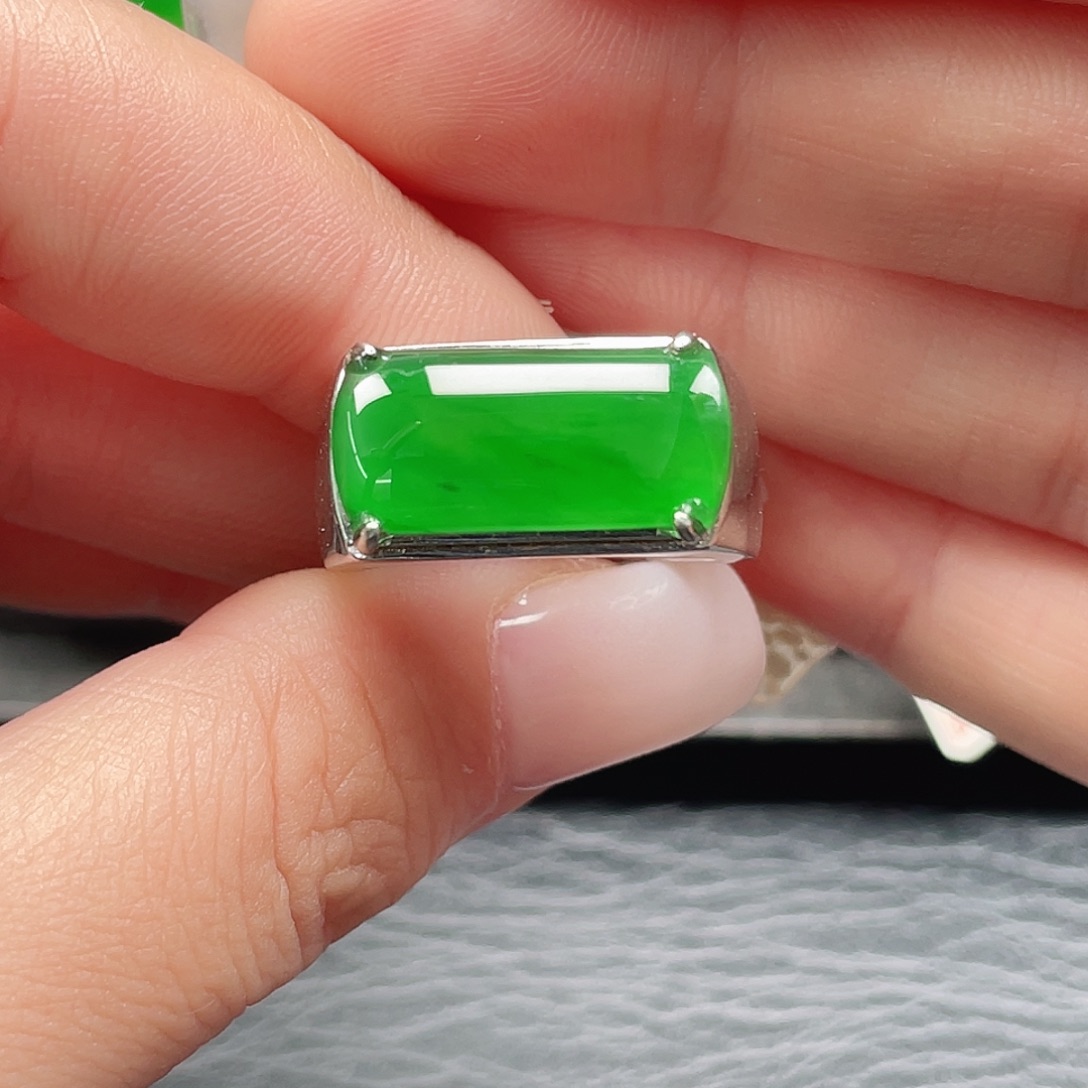 翡翠银S925镶嵌戒指3088