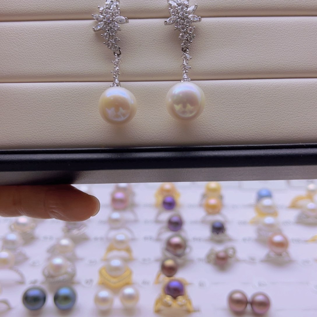 淡水珍珠耳饰银S925镶嵌