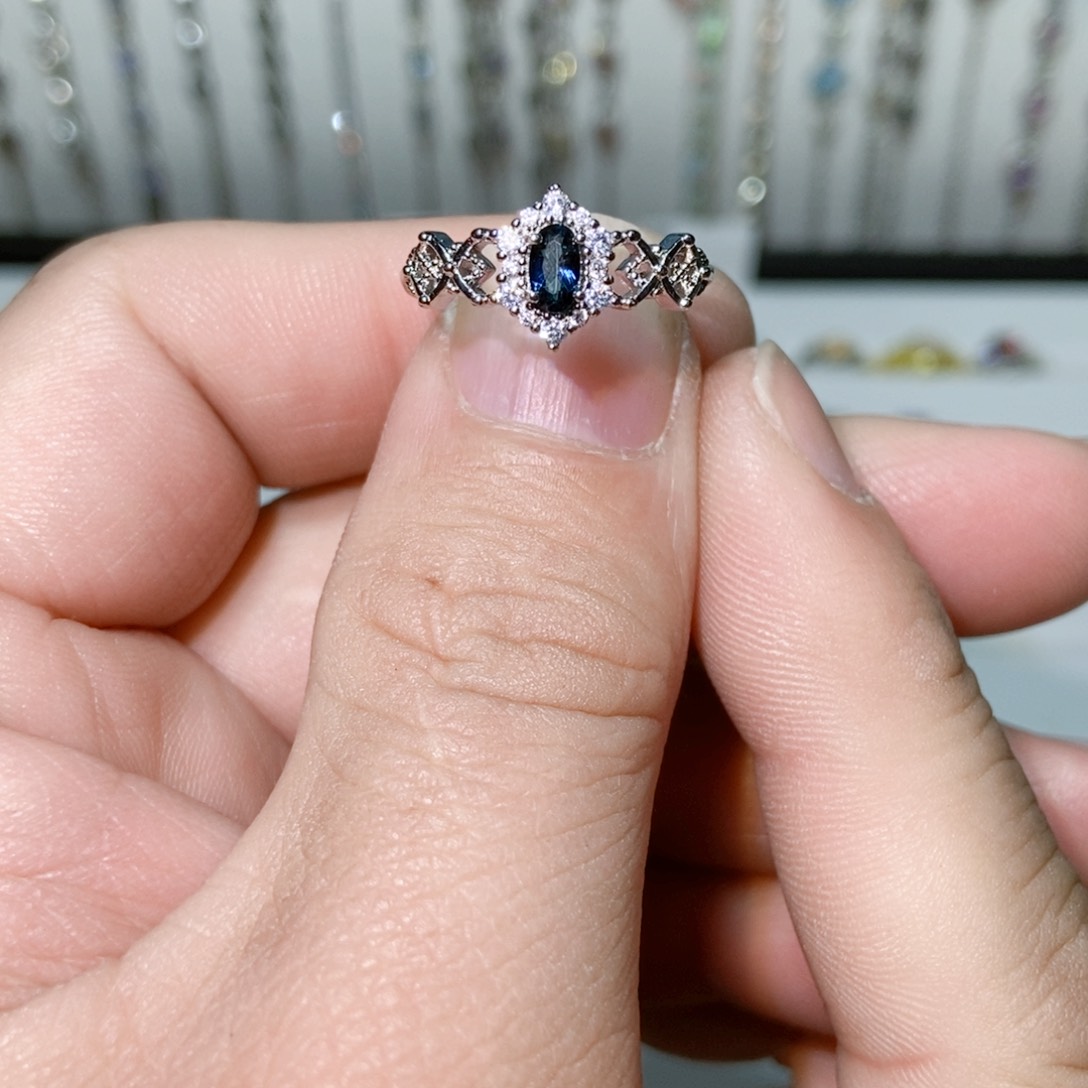 绿水晶戒指银S925镶嵌