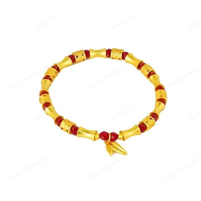 培育红宝石【陈少甄选】节节高升竹节培育红宝石合金镶嵌手链YBR61