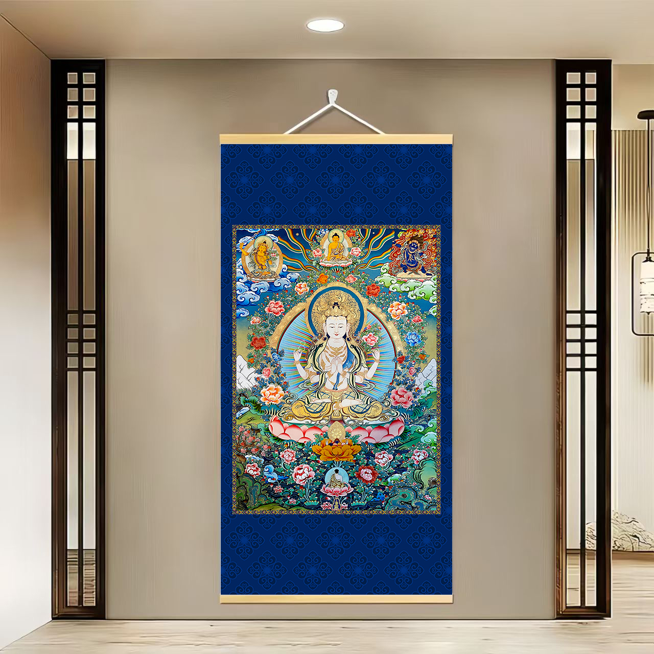 【835四臂观音】60x120cm现代简约挂轴装饰画办公室家居装饰画