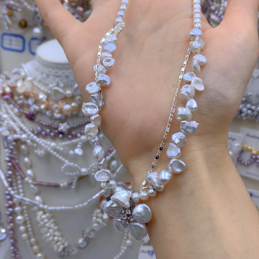 淡水珍珠耳饰银S925镶嵌