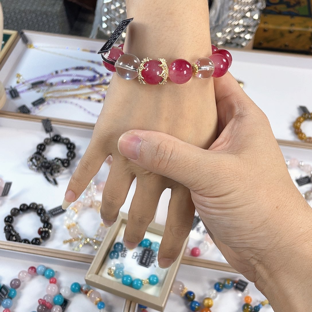 水晶手链银S925镀金镶嵌