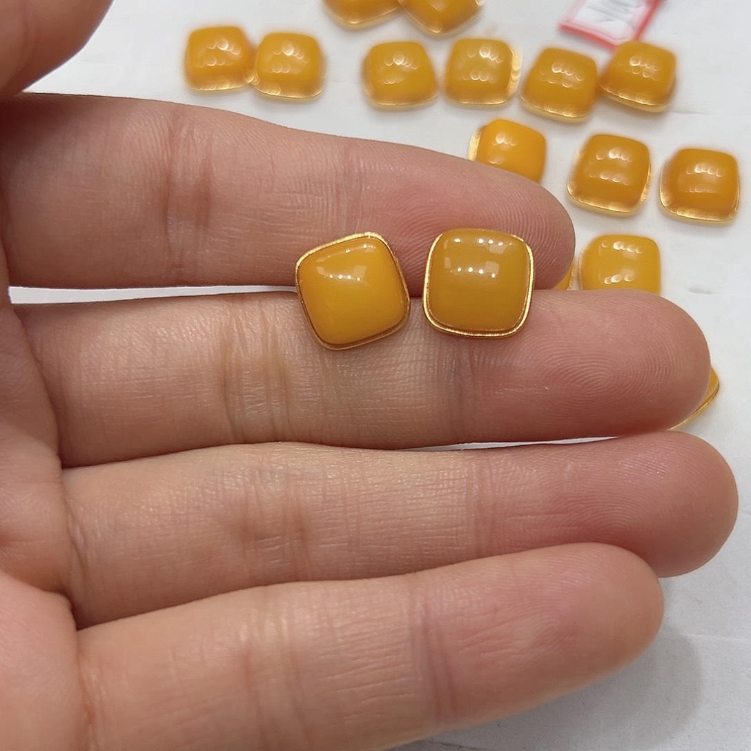 琥珀耳饰银S925镶嵌甜*蜜