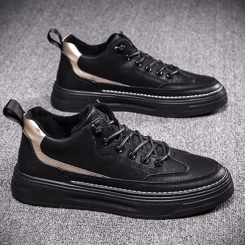 6358男鞋新款冬季防滑加绒保暖休闲鞋男士透气潮流百搭运动板鞋男