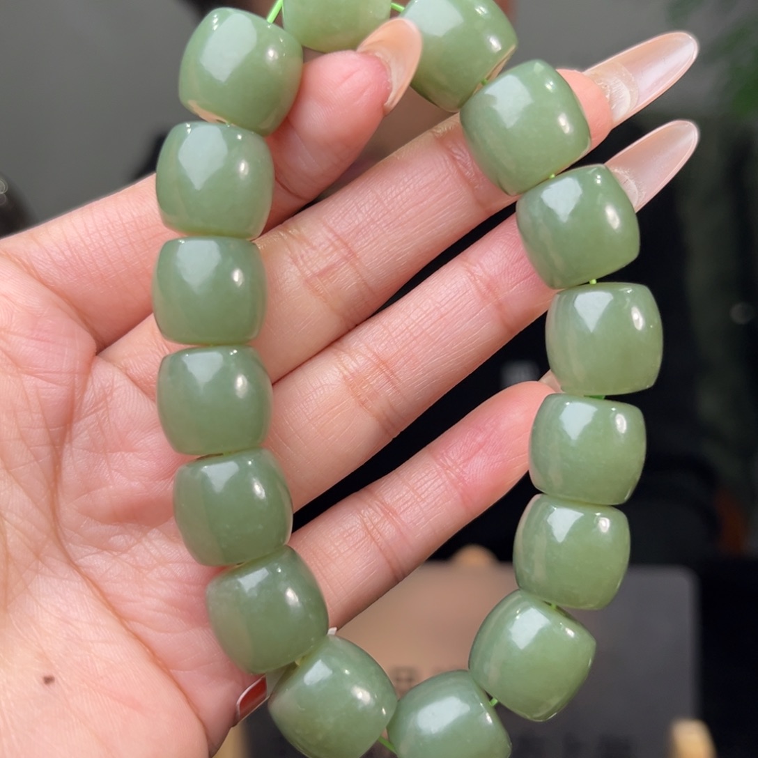 和田玉未镶嵌手链纯天然和田玉新疆若羌青黄口卡14