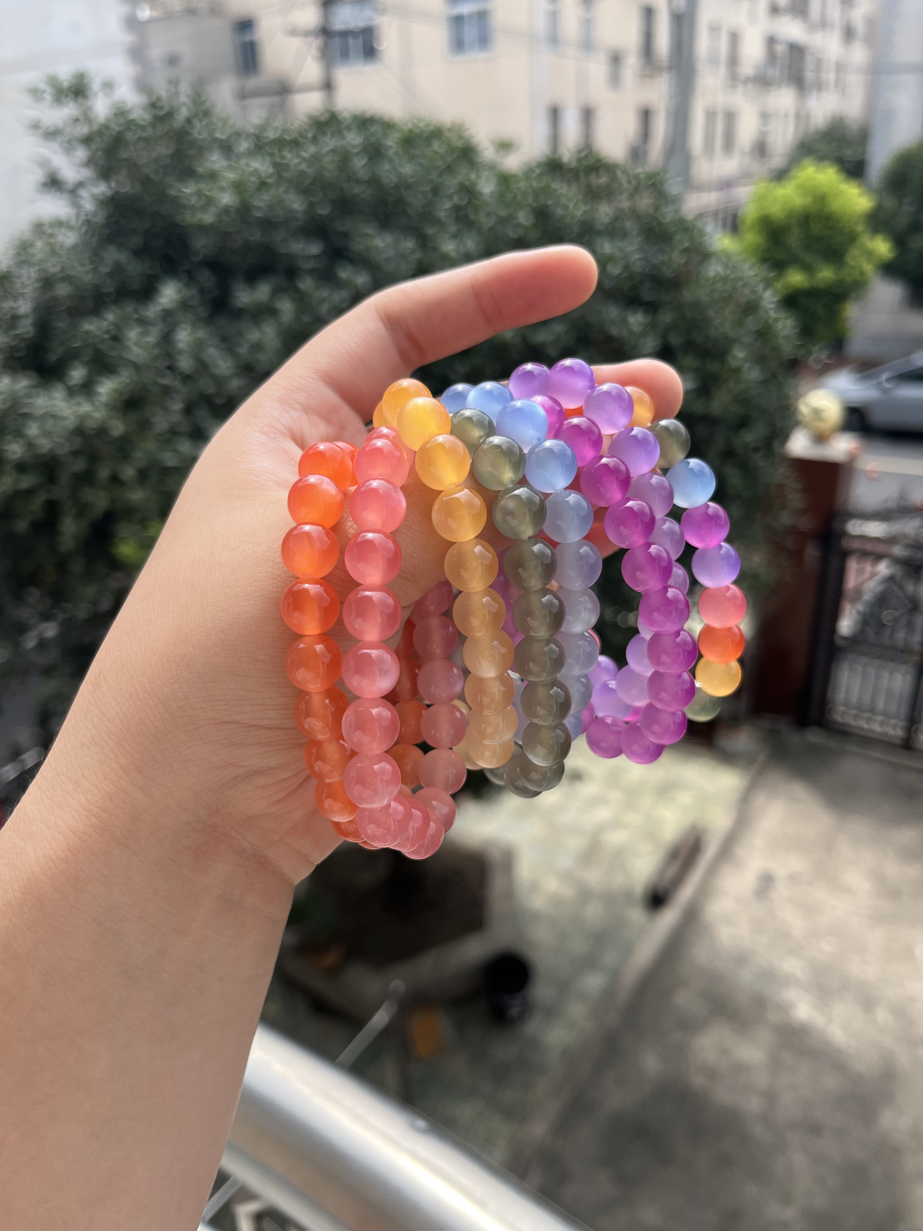 合金树脂手链 光变七彩珠手链