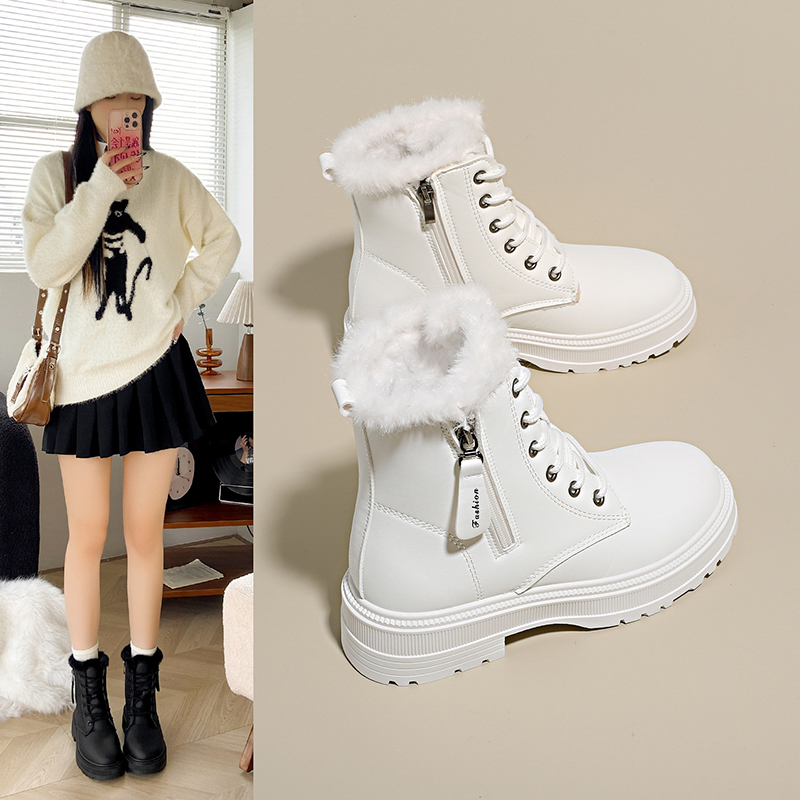 雪地靴女鞋2025新款靴子加绒鞋子加厚棉鞋秋冬厚底马丁靴DW168