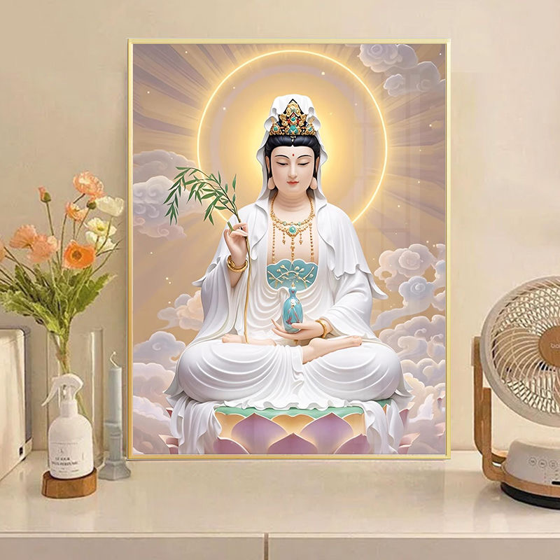 白衣观音法十字绣2025新款救苦救难观世音菩萨画像手工刺绣供奉