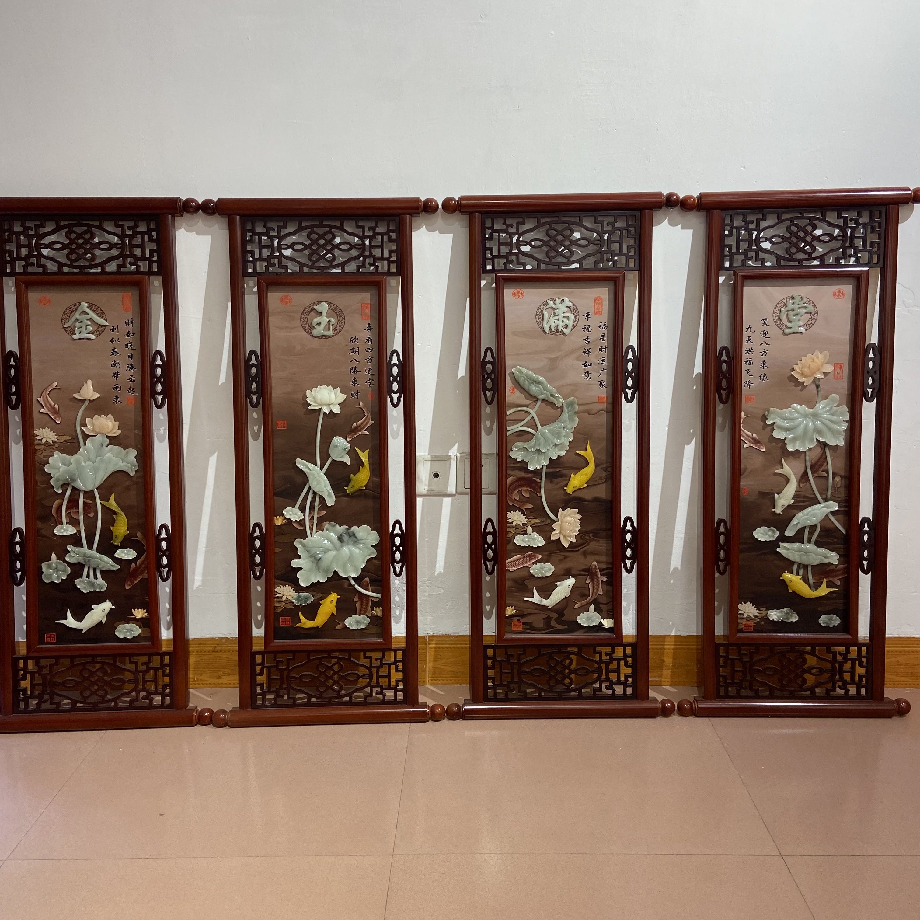 天然玉木雕工艺，金玉满堂