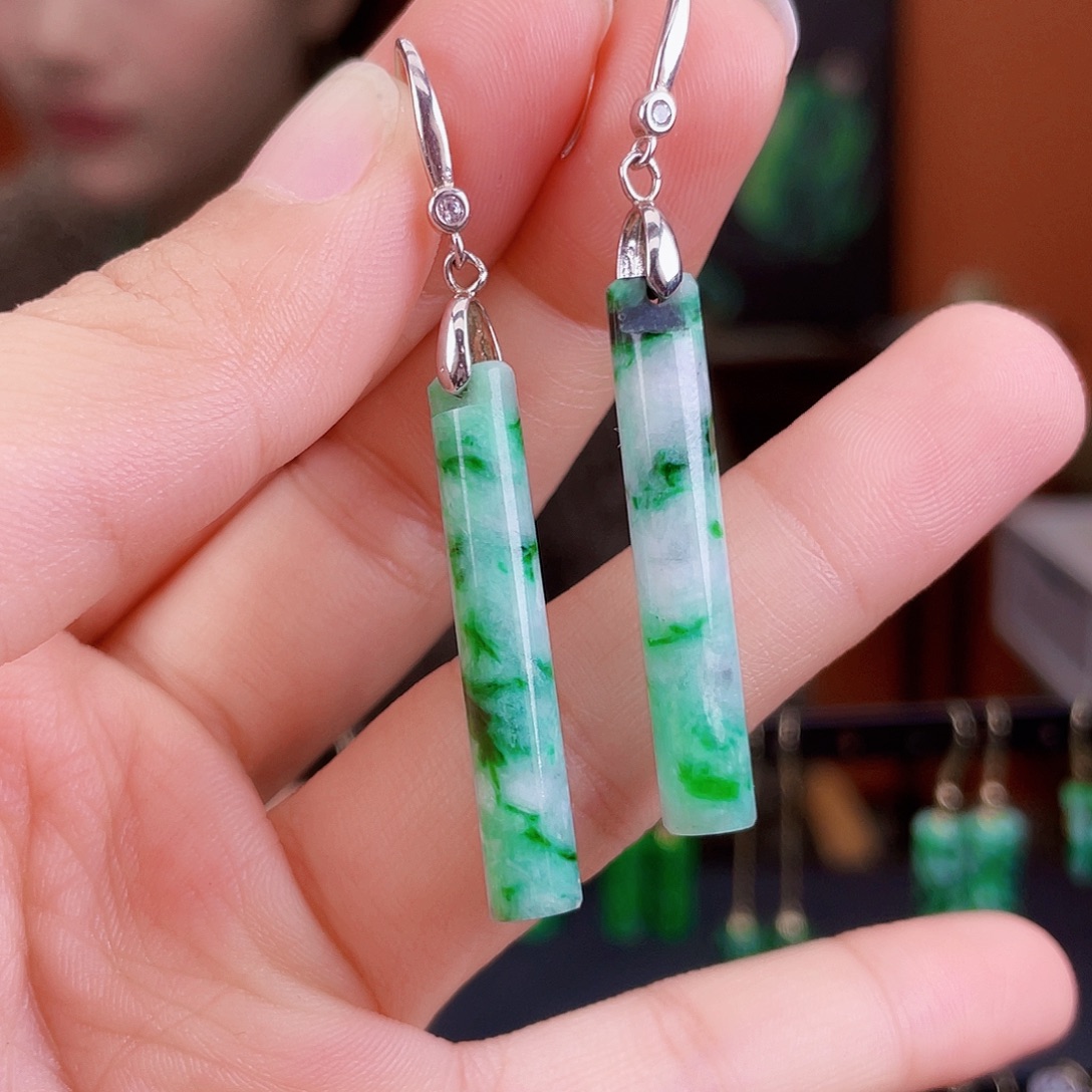 翡翠银S925镶嵌耳饰