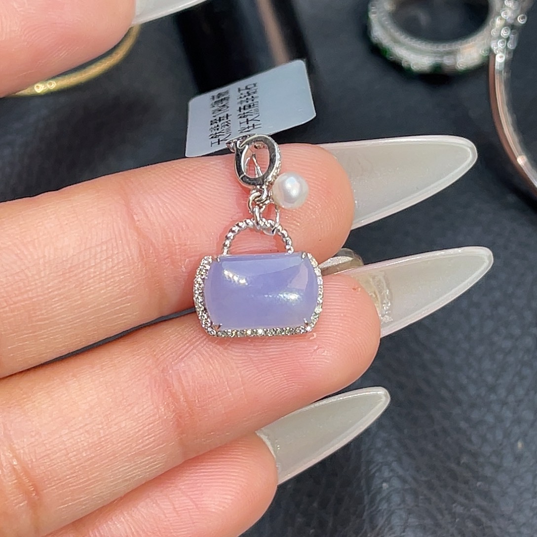 翡翠18K金镶嵌吊坠(不含链)包包