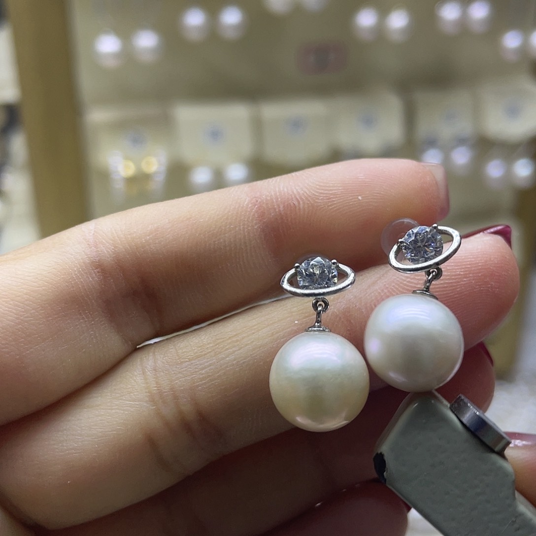 淡水珍珠耳饰银S925镶嵌