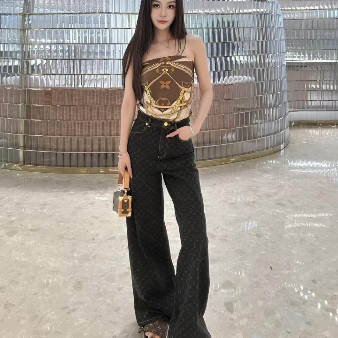 未使用 LouisVuitton/路易威登 003783 25款老花拉链牛仔裤 34/38