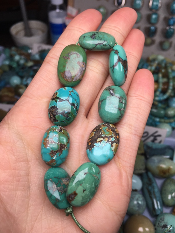 原矿绿松石偏珠手链 克价60 克重40.4
