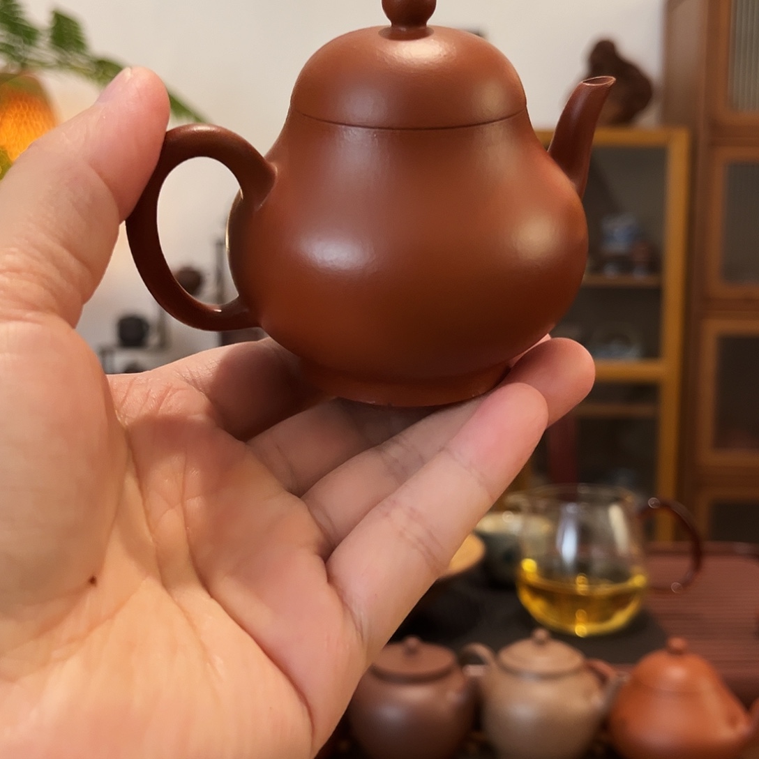 紫砂茶壶朱泥小品逸公梨型微瑕
