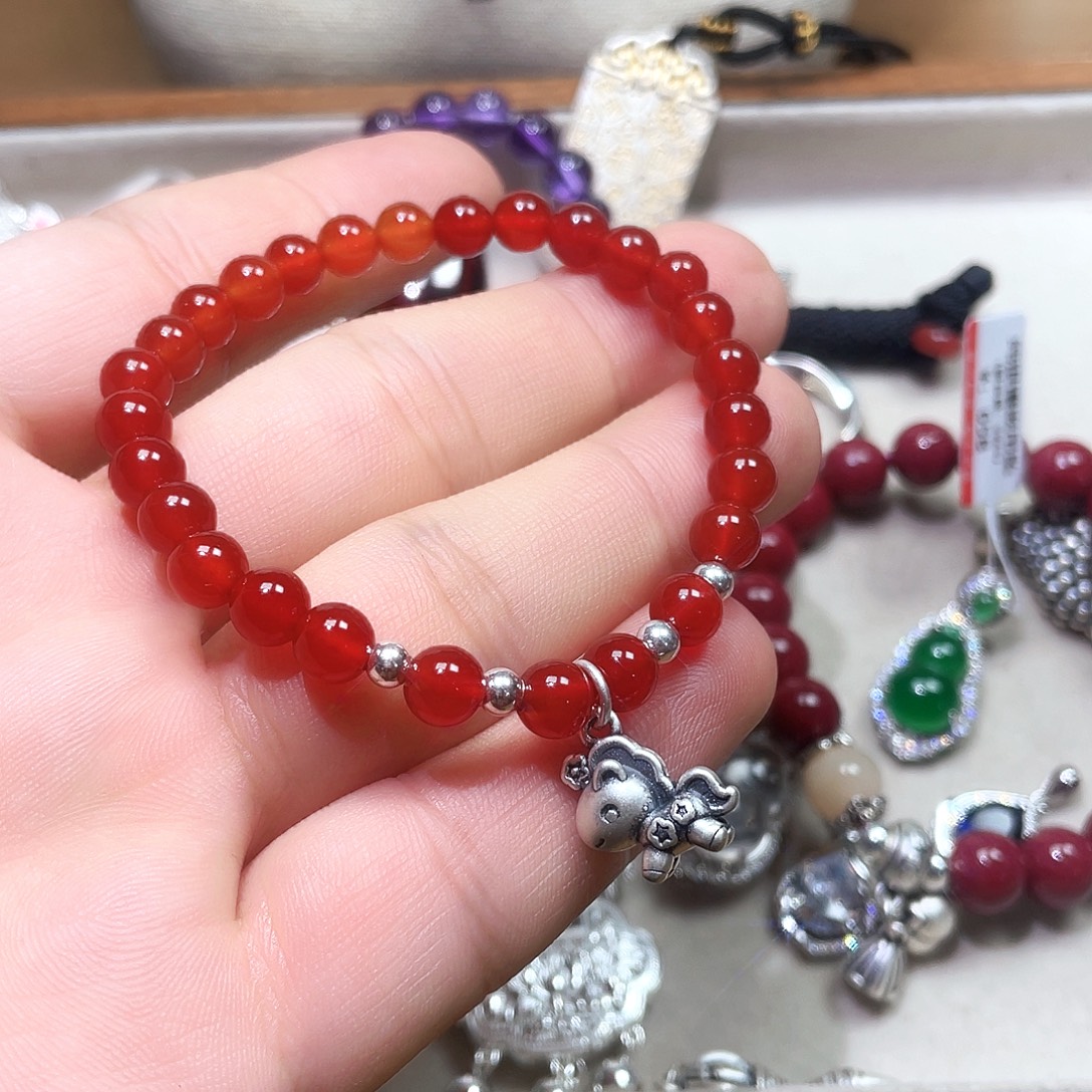 坠链均925银锆石小马手链