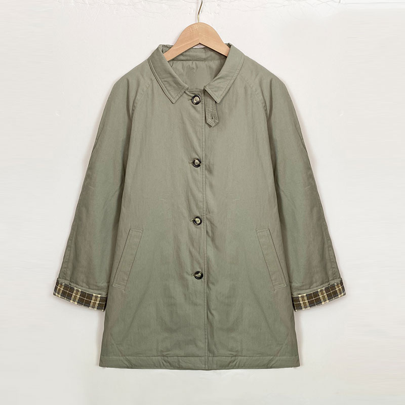 2025秋冬方领单排扣长款棉服外套宽松显瘦保暖外套