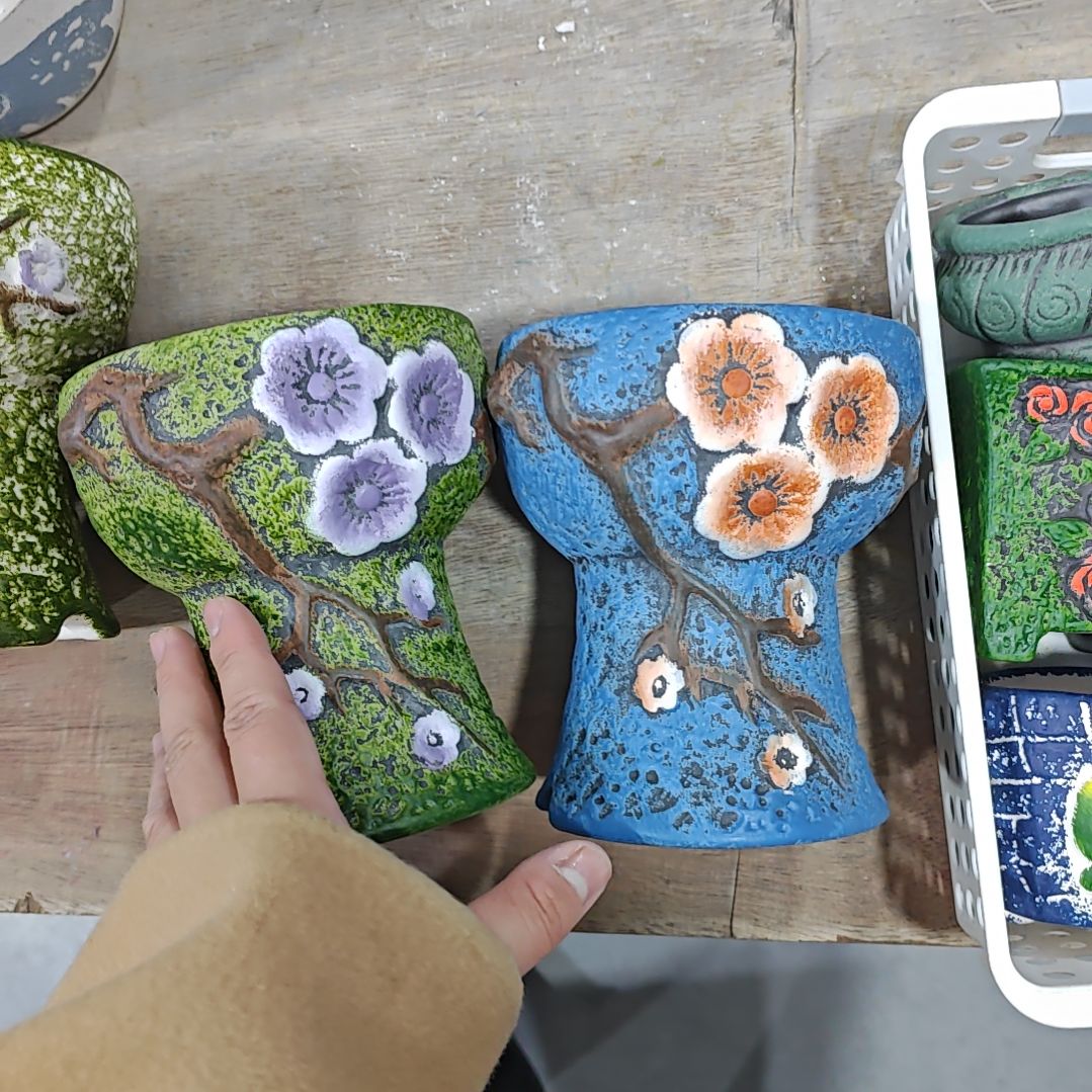 红陶吸水透气的白陶花盆凑满12发货