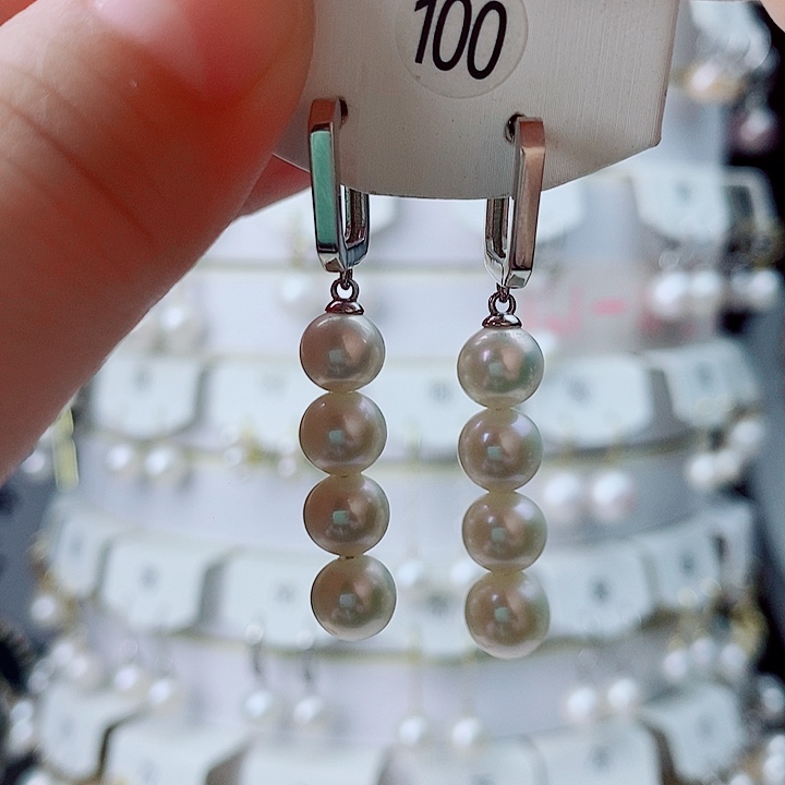 银S925镶嵌淡水珍珠耳饰