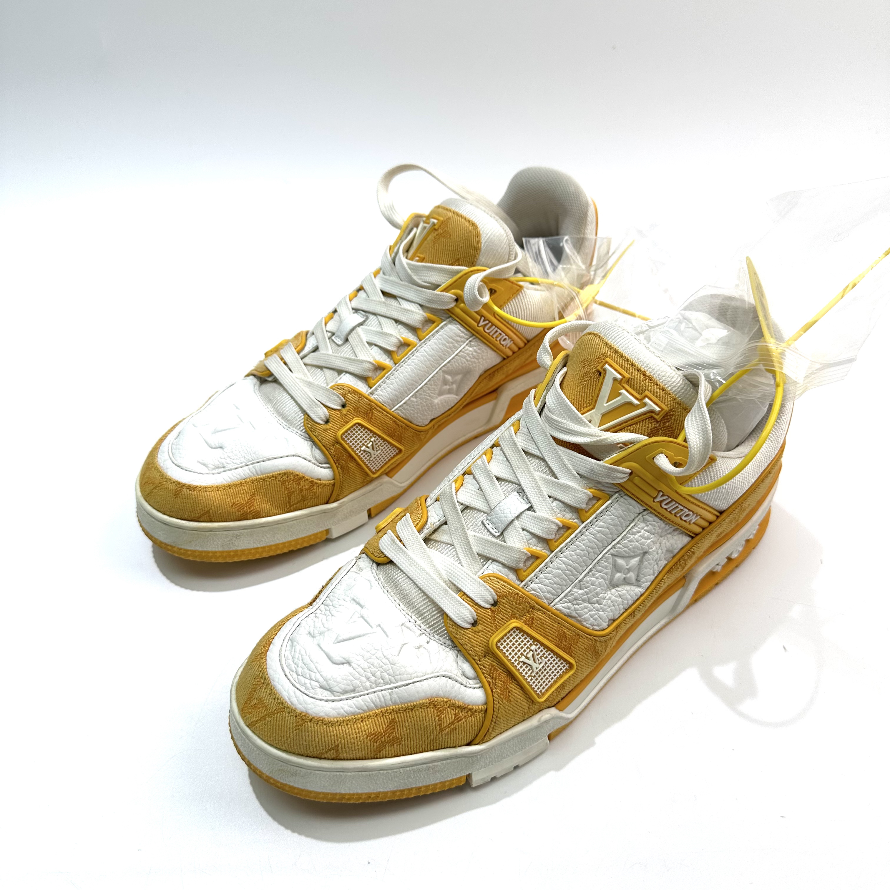 95新 LouisVuitton/路易威登 42码 橙黄色 Trainer 板鞋