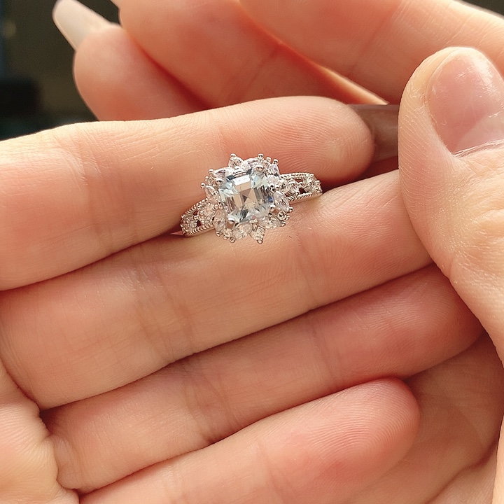 海蓝宝石戒圈银S925镶嵌