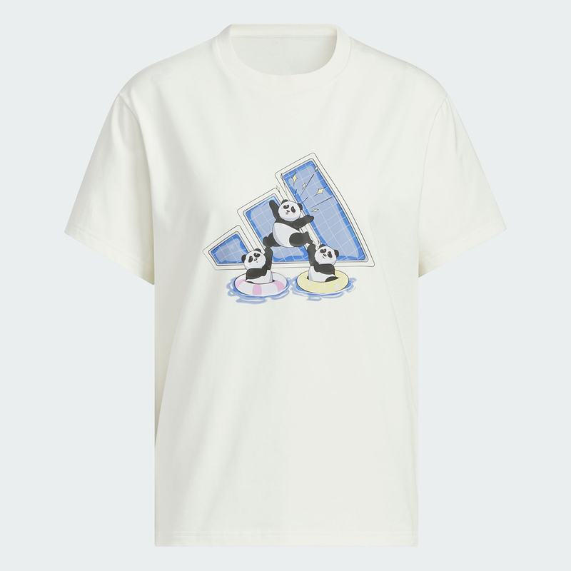 【劲浪体育】阿迪达斯 女子熊猫印花运动休闲短袖圆领T恤KC0970