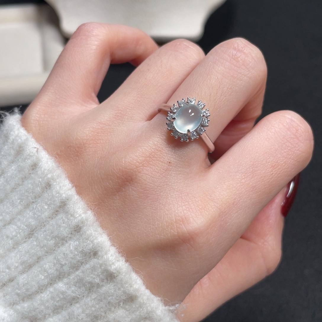 翡翠戒指银S925镶嵌66899