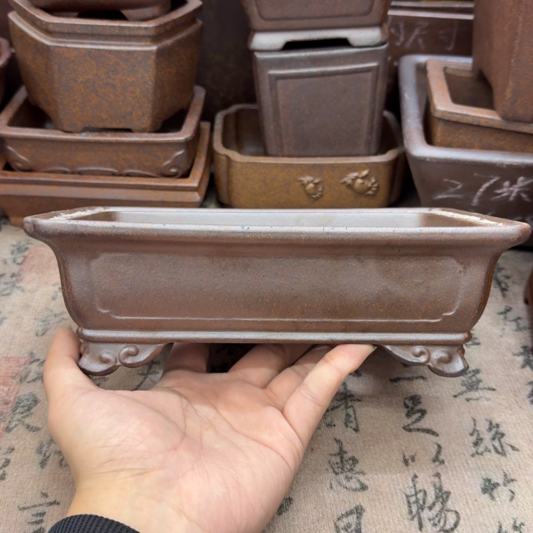 紫砂花盆43号宜兴紫砂正品20.5x13.5x4.8