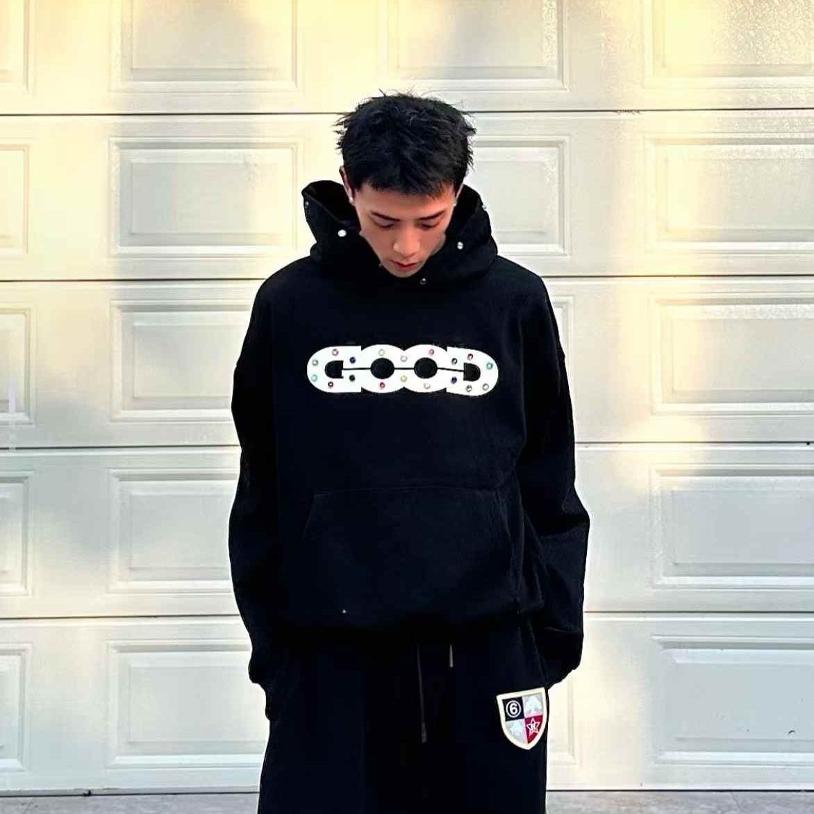 GOODBRAND 彩虹之国 男女宽松潮流情侣日常套头连帽宝石卫衣外套