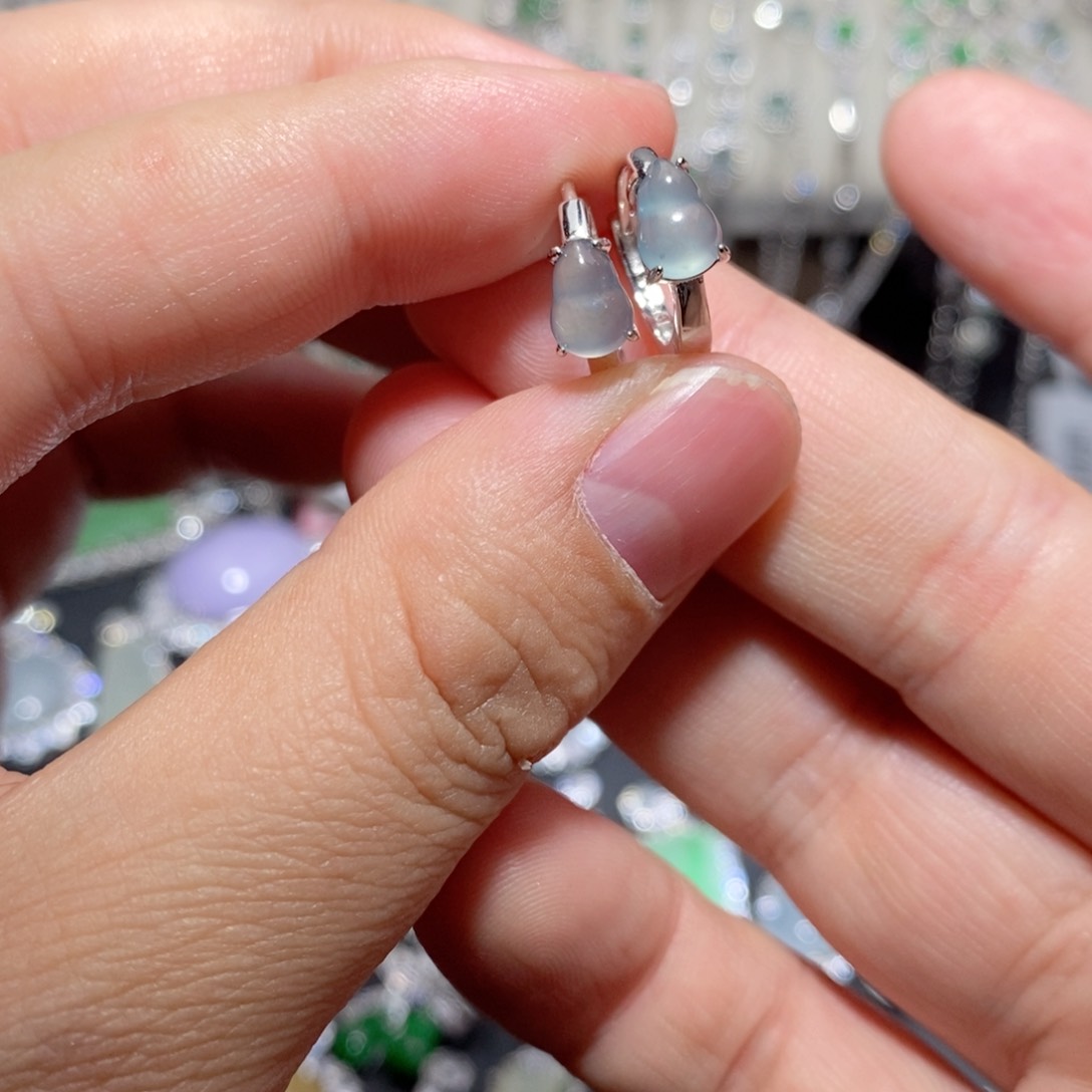 翡翠耳饰银S925镶嵌n j k