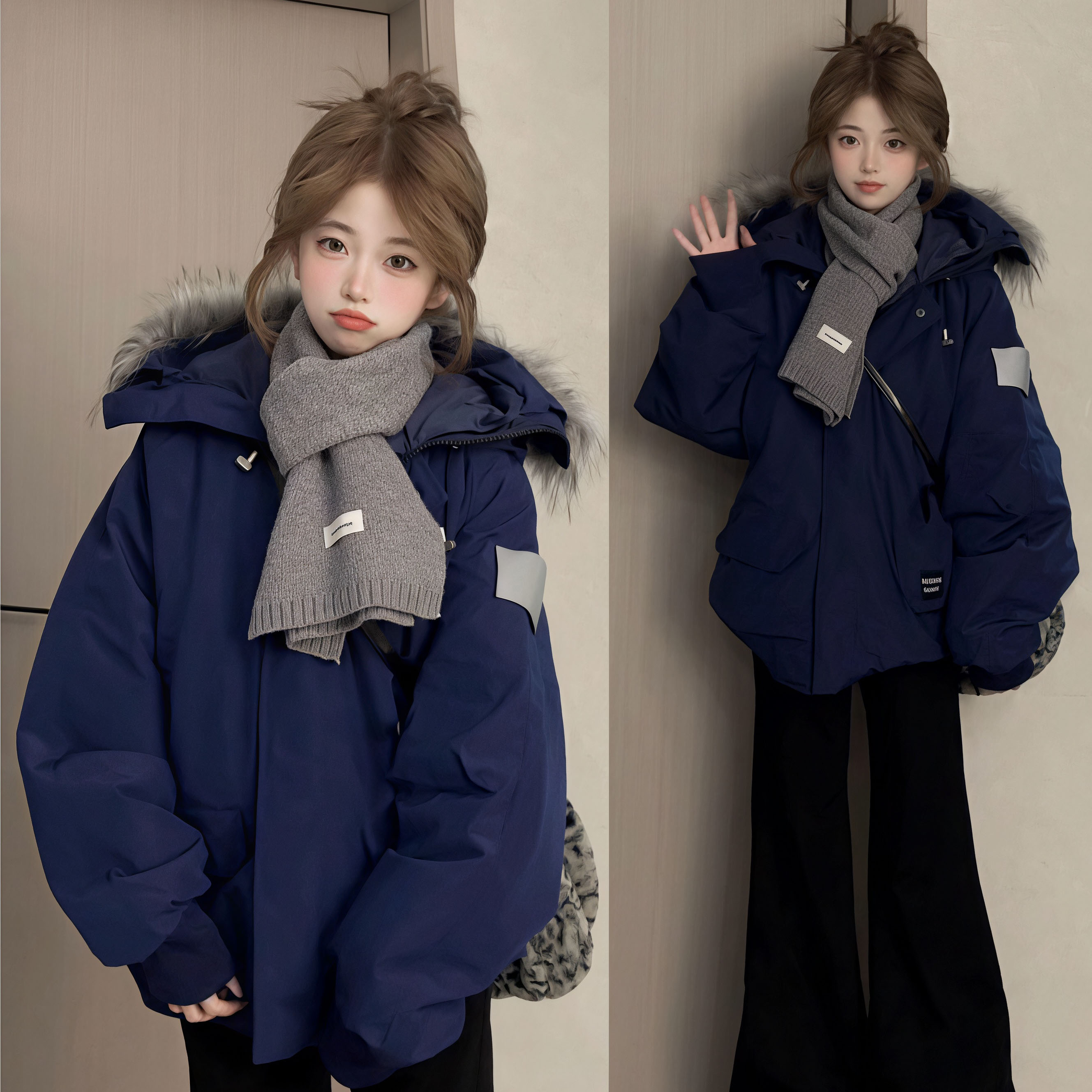 派克棉服女冬季保暖毛领连帽短款棉衣2025新韩系宽松加厚工装外套