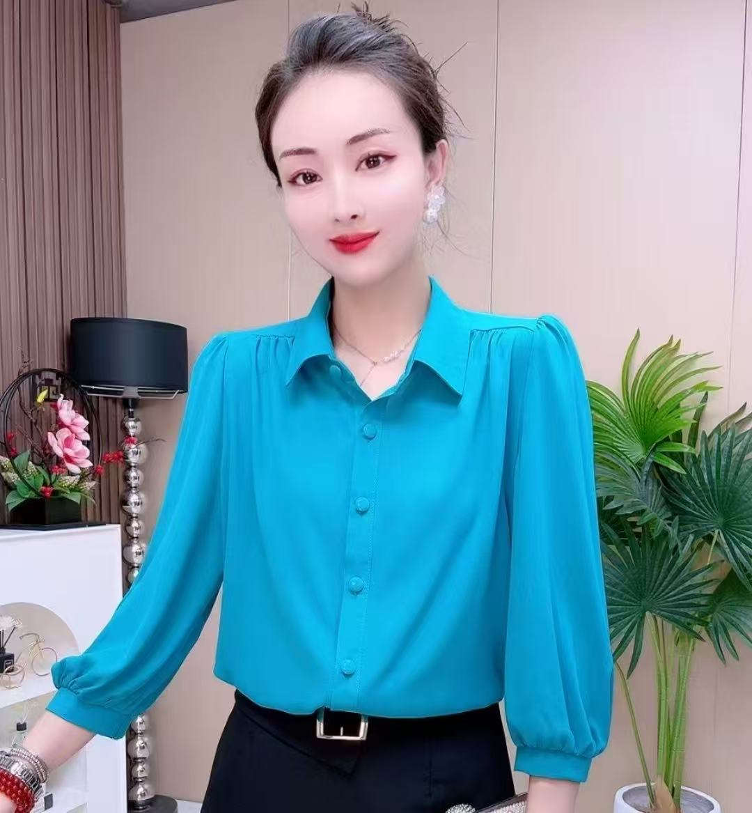 25099款纯色美林麻打底女士休闲百搭长袖宽松慵懒上衣