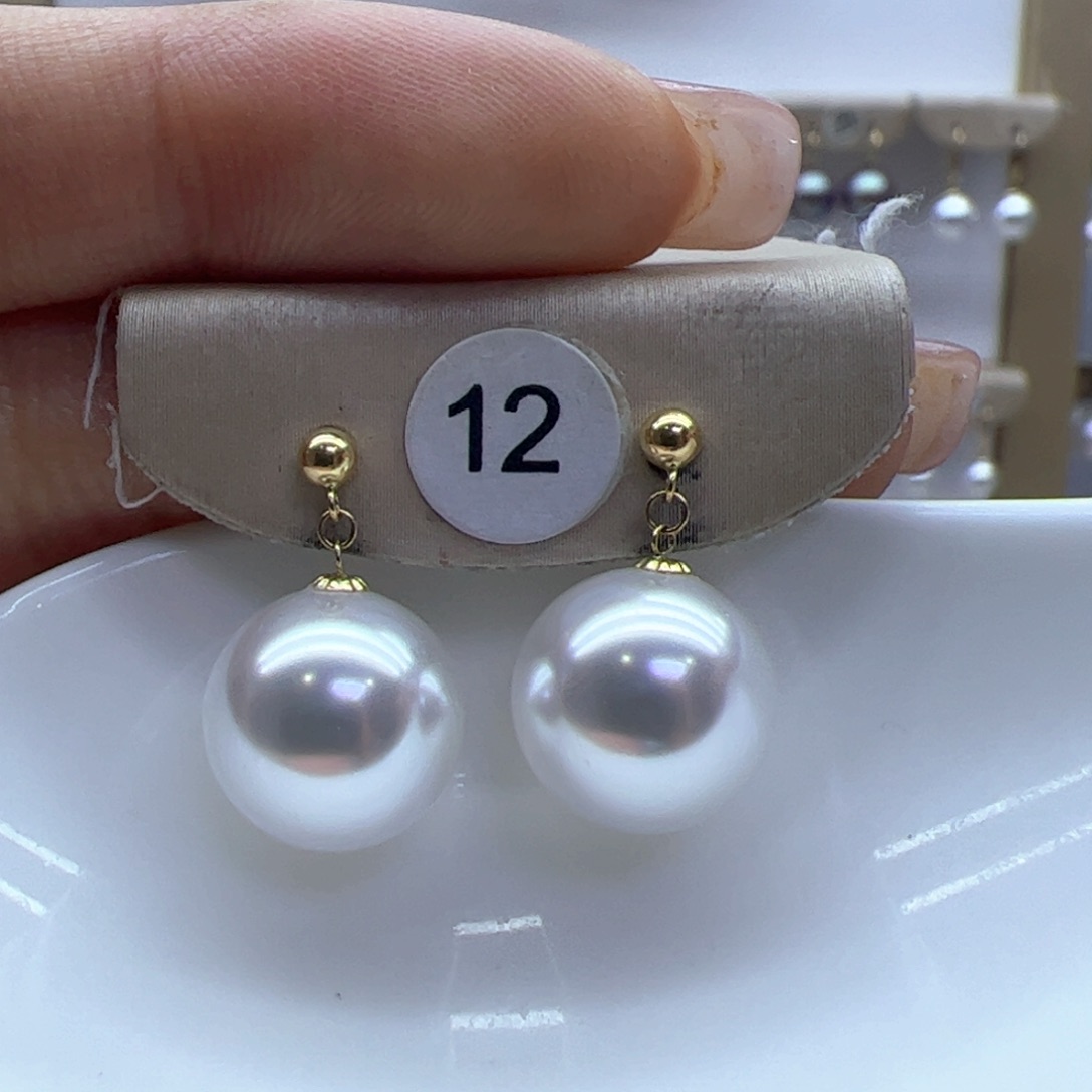 淡水珍珠耳饰18K金镶嵌